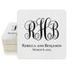 Fancy Script Monogram with Text Square Coasters Image 1 of 2